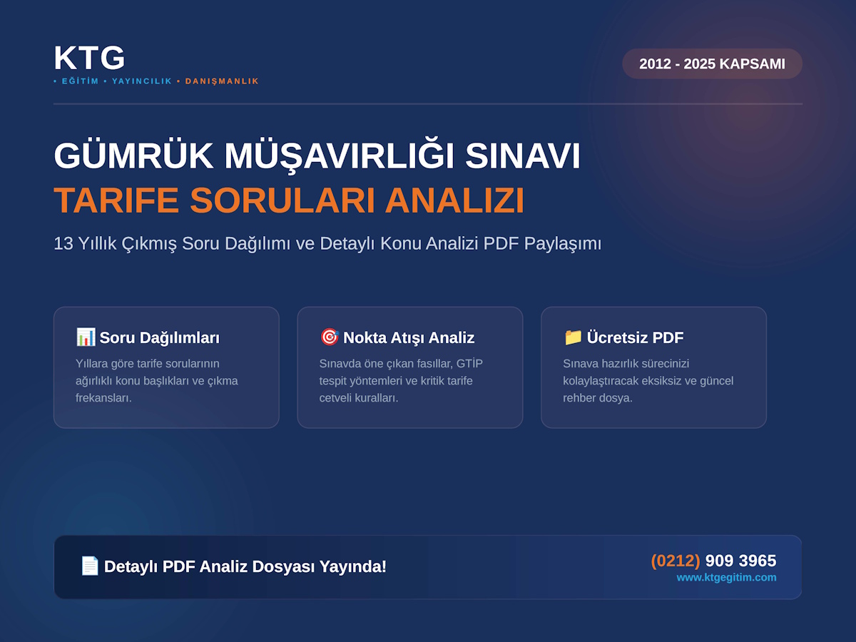 Gümrük Müşavirliği Yazılı Sınavı Tarife Soruları Analizi(2012-2025 yılları arası)